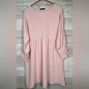 Dokotoo Adorable Pink Women's Dress. Long Sleeves- Cinched Wrist.